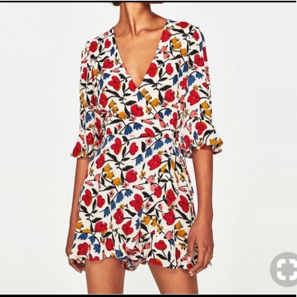 Zara trafuluc printed romper playsuit
